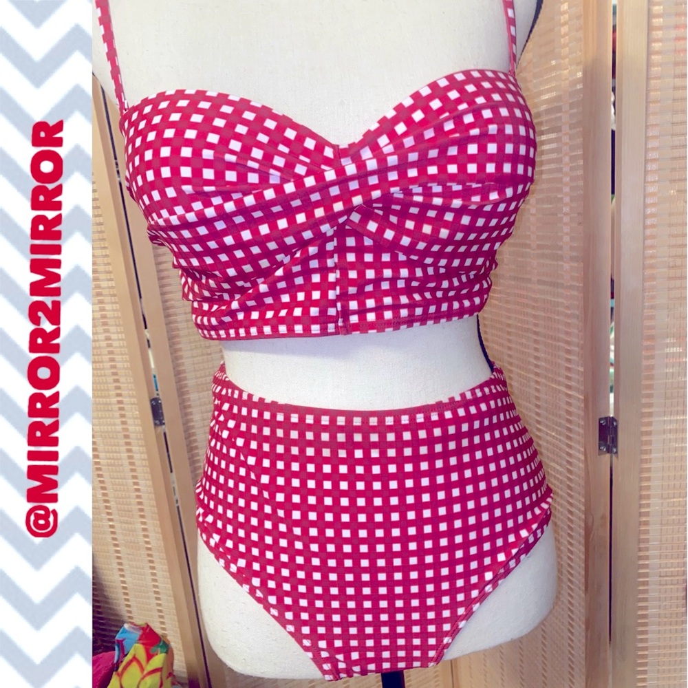EUC Red snd White checkered swimsuit